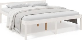 vidaXL Pat pentru seniori super king, alb, 180x200 cm, lemn masiv pin