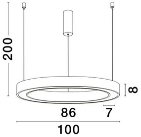 Pendul LED dimabil design modern MORBIDO alb 100cm