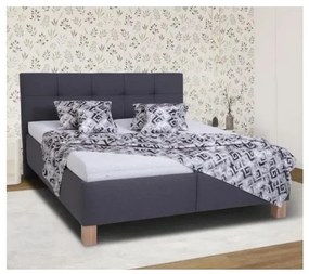 Pat tapițat MARIA, 180x200 cm, cu saltea și spațiu de depozitare, gri