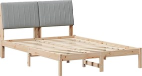 vidaXL Cadru de pat Gri deschis 140 x 190 cm Lemn de pin masiv