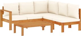 vidaXL Set canapele de grădină cu perne, 4 piese, lemn masiv de acacia