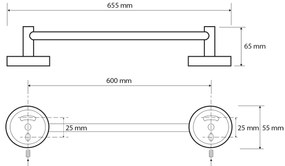 SAPHO XR410 X-Round E suport pentru prosoape 65 cm, argintiu