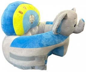Fotoliu din plus pentru bebelusi cu decupaj pentru picioare, spatar si arcada, Elefantel Albastru, 53 cm, Albastru, FPS-177