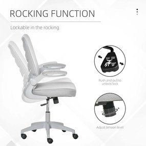 Scaun de Birou Ergonomic, Fotoliu Pivotant, Inaltime Reglabila, Functie de leganare 58.5x58x94.5-103.5cm, Gri Vinsetto | Aosom RO