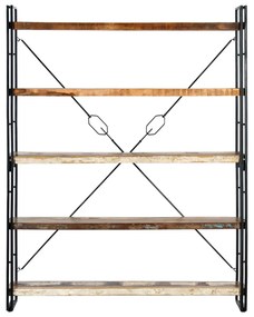 286583 vidaXL Bibliotecă cu 5 rafturi, 140 x 30 x 180 cm, lemn masiv reciclat
