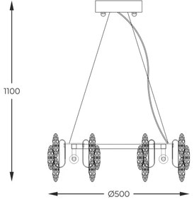 Lustră pe cablu Zuma Line 9864-500 TIARA 6xE14/40W/230V auriu