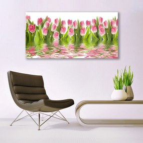 Tablou pe panza canvas Lalele Floral Roz Verde