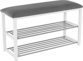 Bancă cu rafturi pantofi, gri/alb, LANGELLA NEW