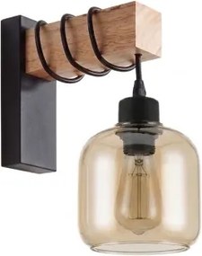 Brilagi - Aplică de perete WOOD GLASS 1xE27/60W/230V pin/negru/maro fumuriu