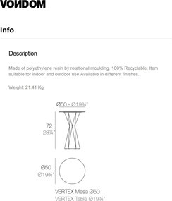 Masa de exterior / interior design modern premium VERTEX 50cm