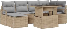 vidaXL Set de canapele pentru grădină 7 pcs bej și gri deschis