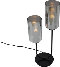 Lampă de masă inteligentă neagră cu sticlă fumurie cu 2 lumini, incluzând 2 Wifi ST64 - Laura