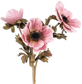 Floare artificială Anemona roz, 3 flori, 56 x 17cm