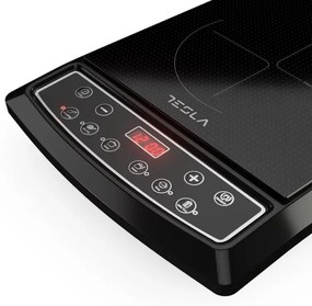 Plita cu inductie Tesla IC200B, 1500W, Ceramica, Afisaj digital, 8 trepte, 6 programe, Timer, Negru