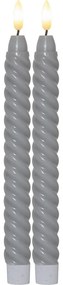 Set de 2 lumânări LED din ceară gri Star Trading Flamme Swirl Antique, înălțime 25 cm