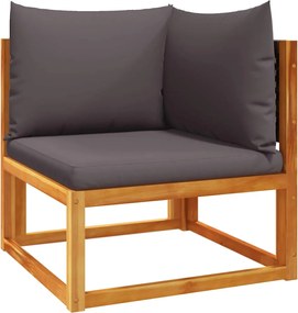 vidaXL Canapea de colț de grădină cu perne, lemn de salcâm și ratan