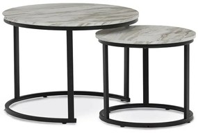 Set de măsuțe de conferință, marmură albă, 2 buc.