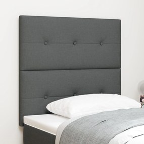 vidaXL Tăblie de pat capitonată cu nasturi, gri închis, 80 cm, textil