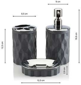 Set de baie REINA 5 buc. antracit/crom
