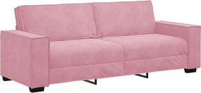 vidaXL Canapea cu 3 locuri, roz, 220x78x84 cm, catifea