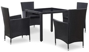 vidaXL Set de mobilier de exterior, 5 piese, negru, poliratan