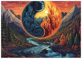 Tablou pe sticlă - Elementele (70x50 cm)