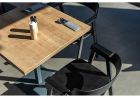 Scaun de dining negru cu cotiere din lemn de stejar Flip – Gazzda