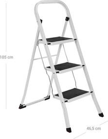Scarǎ pliabilă STEP, 3 trepte, max. 150 kg, alb/negru SongmicsHome