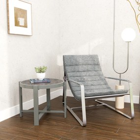 Outsunny Masă laterală rotundă pentru grădină/balcon, aluminiu rezistent la intemperii, aspect marmură, gri | Aosom Romania