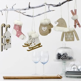 Set decoratiuni suspendate de Craciun NORDIC MOMENTS 6 buc roz