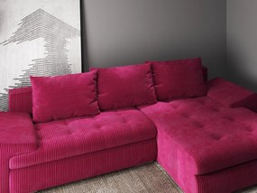 Colțar extensibil dumonde cu ladă de depozitare si sezut confortabil din spuma high-density, Leonardo Zoom Rosu 260x185 cm II