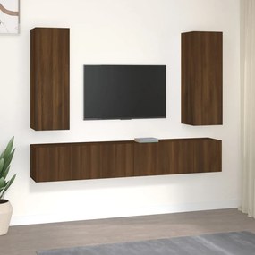 3120211 vidaXL Set dulapuri TV, 5 piese, stejar maro, lemn prelucrat