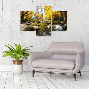 Tablou - Cascade în peisaj de toamnă, galben (90x60 cm)