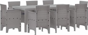 vidaXL Set de masă pentru grădină 9 pcs Gri deschis Polipropilenă