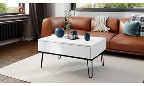 Măsuță de cafea cu blat rabatabil și raft HALIJA alb/negru