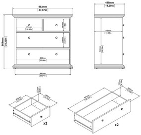 Comodă gri joasă 96x87 cm Paris – Tvilum