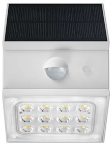 Lampă solară LED de perete cu senzor, 2,5W/3,7V, IP65, 1200 mAh, albă
