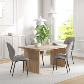 HOMCOM Set of Four Modern Style Flannel Dining Chairs - Light Grey | Aosom Romania