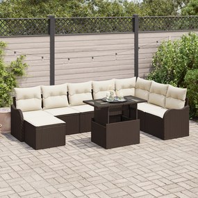 Set de sofa pentru grădină vidaXL cu perne Maro din ratan poliester