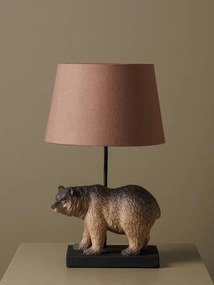 Lampa de masa, din polirasina, cu abajur din in, Bear