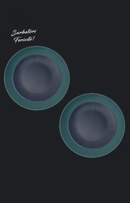 Set Cadou 4 Farfurii MADE Pantone (2 Farfurii Mari Verde Mat 26cm, 2 Farfurii Desert Indigo 21cm)