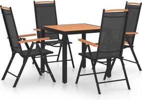vidaXL Set mobilier de exterior, 5 piese, negru, aluminiu