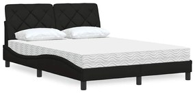 vidaXL Pat cu saltea, negru, 120x200 cm, textil