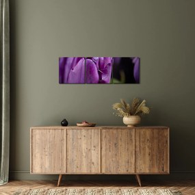 Tablou cu flori de lalele (cu ceas) (90x30 cm)