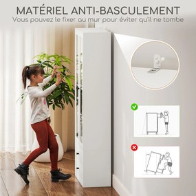HOMCOM Mobilier de depozitare modern cu dulap cu uși din sticlă, rafturi reglabile și 2 sertare, 59 x 30 x 164 cm, alb | Aosom Romania