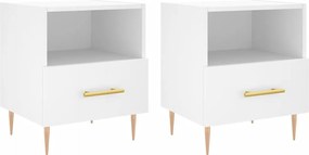 vidaXL Noptiere, 2 buc., alb, 40x35x47,5 cm, lemn compozit