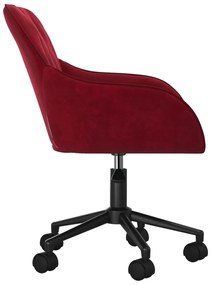 Scaun de birou pivotant, rosu vin, catifea