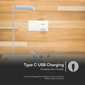 Lampă de birou LED magnetică reglabilă LED/3W/5V 4000K 1500 mAh albă