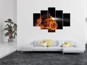 Tablou - Motociclist cu flăcări (150x105 cm)