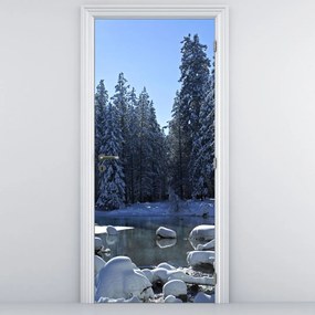 Fototapet pentru ușă - Pădurea înzăpezită (95x205cm)